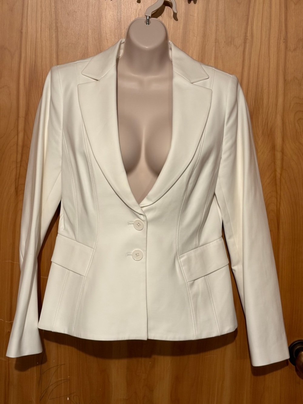 White House Black Market Cream Tailored Two-Button Blazer